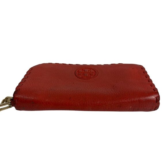 Tory Burch Red Pebbled Leather Zip Around Large Continental Wallet Wristlet - Picture 5 of 11